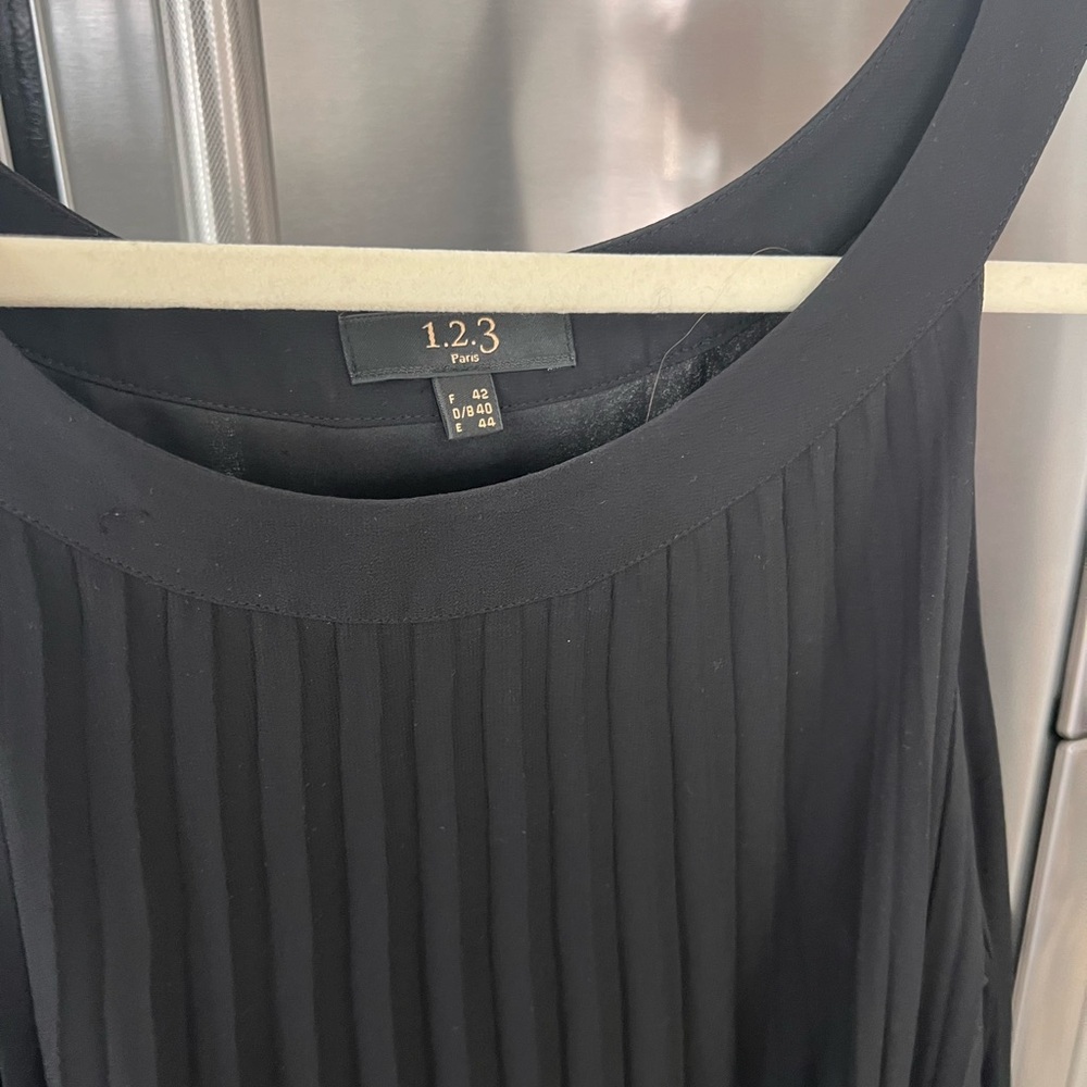 1.2.3 Paris Black Pleated Sleeveless Dress